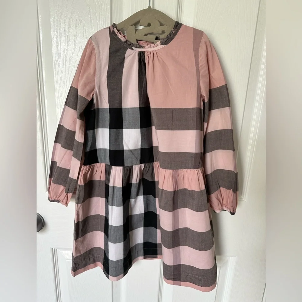 Burberry Pink and Black Pleated Sundress with Raglan Sleeves